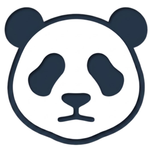 The Panda-Develop app icon: a flat navy-and-white panda face